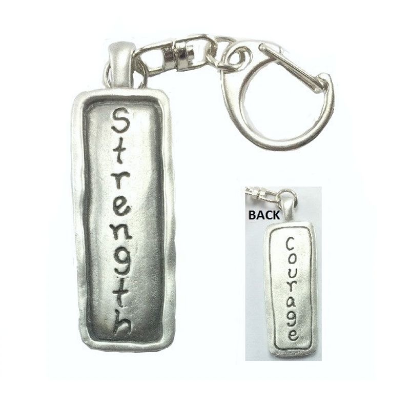 Pewter Strength and Courage Key Ring - 8312KP - Click Image to Close